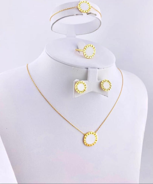 18 Carat Gold necklace, bracelet, earrings and ring